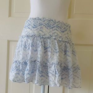 W.A.P.G. white blue smocked mini skirt M